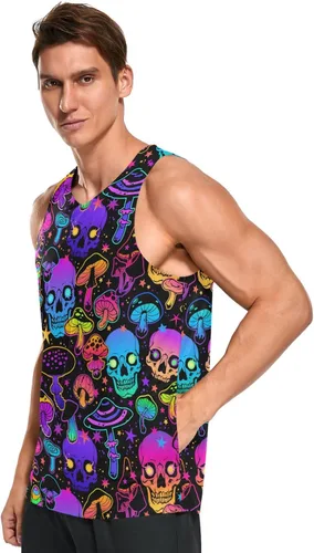 Vista 3 de Camisetas deportivas sin mangas para hombre, de secado rápido, para gimnasio, atletismo, fitness, correr, entrenamiento, playa, sin mangas