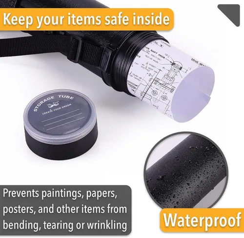 Vista 4 de Mr. Pen- Poster Storage Tube with Strap, 25"-40" Extendable Negro