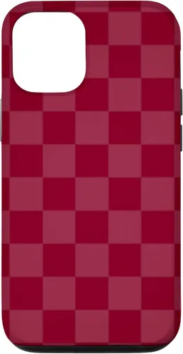 Vista 28 de Funda de diseño simple con diseño a cuadros rojo burdeos para iPhone 16