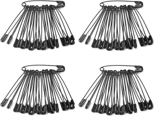 Vista 2 de 50 pines de acolchado resistentes de 2.1 pulgadas (2.126 in), pasadores de seguridad grandes tamaño 4, pasadores de costura de metal negro, grandes