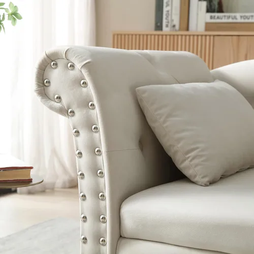 Vista 6 de Anwick Chaise Lounge - Silla reclinable tapizada para interiores, moderna y tapizada para sala de estar, dormitorio, sofá cama (blanco)