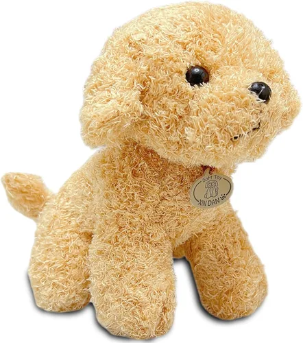 Vista 8 de Peluche de perro de peluche marrón, 10 pulgadas, lindos peluches de cachorro para niñas y niños, muñeca de peluche suave, juguetes de peluche