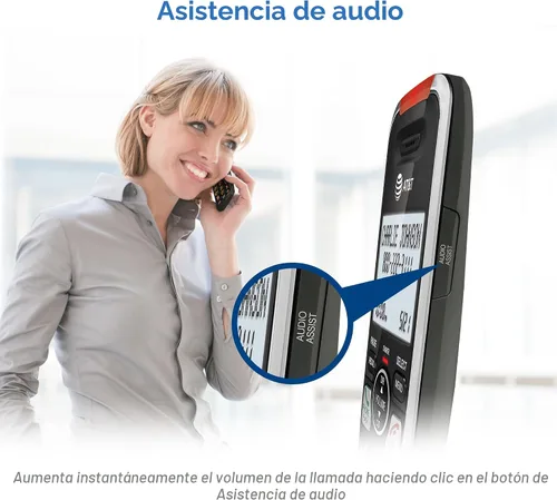 Vista 6 de AT&T BL102 DECT 6.0 Teléfono inalámbrico para el hogar con contestador, bloqueo de llamadas, locutor de identificación de llamadas, asistencia
