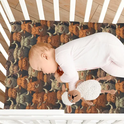 Vista 8 de Fitted Crib Sheets Highland Cows Mini Crib Sheets for Boy & Girl Toddler Mattress Sheets Playard Sheet 21216692
