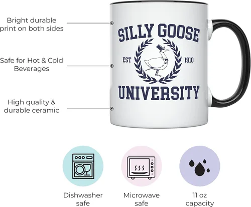 Vista 2 de YouNique Designs Silly Goose University - Taza de café de 11 onzas, regalos para papá de parte de la hija, regalos de elefante blanco para adultos