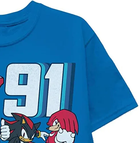 Vista 5 de SEGA Camiseta de Sonic The Hedgehog para niños, con Sonic, Tails y Knuckles, The Hedgehog Trio, camiseta