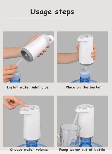 Vista 3 de Bomba inteligente de botella de agua de 4 modos - Flujo rápido de 3 l/min, recargable por USB de 1200 mAh, volumen preestablecido y control