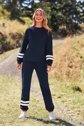 Vista 9 de Prettygarden - Conjunto de pijama para mujer, teñido anudado, de dos piezas, pijama con camiseta de manga larga y pantalón largo, con bolsillos