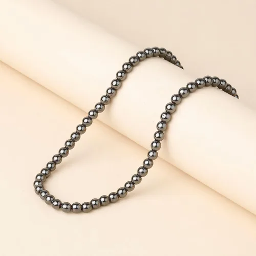 Vista 4 de Cuentas redondas sueltas de hematita negra natural de 0.236 pulgadas, poder curativo para hacer joyas, pulseras y collares