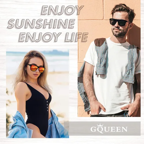 Vista 2 de GQUEEN Gafas de sol polarizadas de madera retro para hombre y mujer, protección UV400