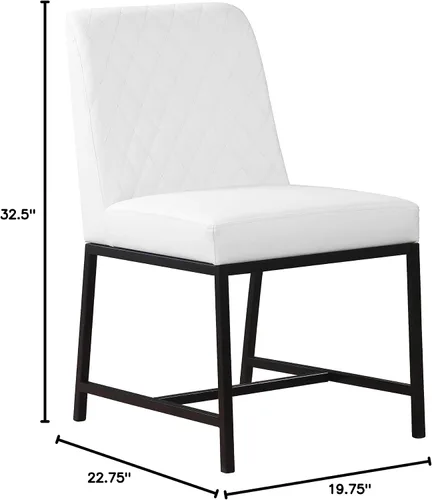 Vista 3 de Meridian Furniture Bryce Collection Modern - Silla de comedor tapizada de piel sintética contemporánea con patas de metal negro mate, juego de 2