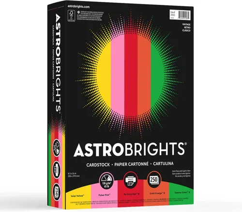 Vista 11 de Astrobrights® Cartulinas de Color, Colores Surtidos, Tamaño Carta (8.5" x 11"), 65 Lb, 30% Reciclado, Certificado FSC®, Paquete de 250