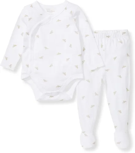 Vista 9 de Burt's Bees Baby Conjunto de mameluco y pantalón unisex, 100% algodón orgánico Azul Micro Bee