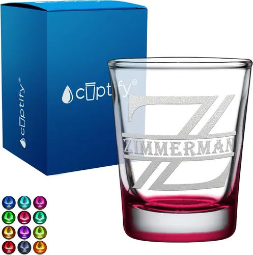 Vista 15 de Cuptify Inicial de cristal con monograma y nombre de 2 onzas, parte inferior negra grabada con texto personalizado para regalos, bodas, cumpleaños
