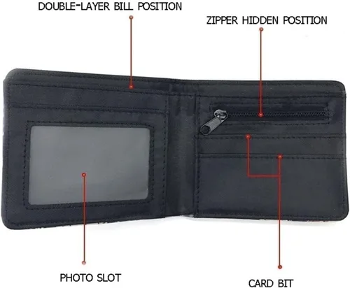 Vista 2 de Cartera de anime, Genshin Impact monedero Qiqi para hombres y mujeres, bolso corto con tarjeta de crédito, billetera biplegable, fanáticos del anime