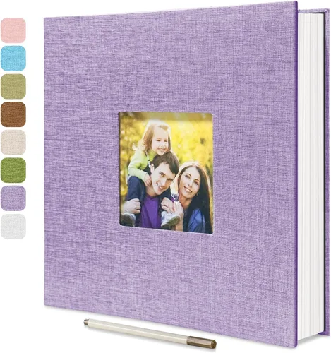 Vista 18 de HoneyTolly Álbum de fotos autoadhesivo para fotos de 4 x 6 imágenes, cubierta magnética de lino, 15 hojas/30 páginas en blanco para bodas Beige claro
