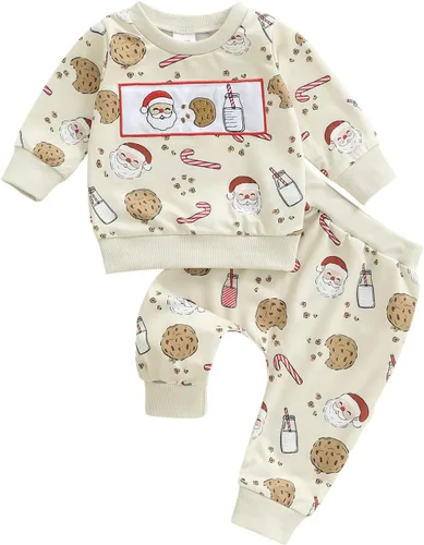 Vista 27 de Conjunto de Navidad para bebé niño con camisa divertida larga y pantalón conjunto de ropa de primera Navidad para niños de 6 a 12, 18, 24 meses 2T