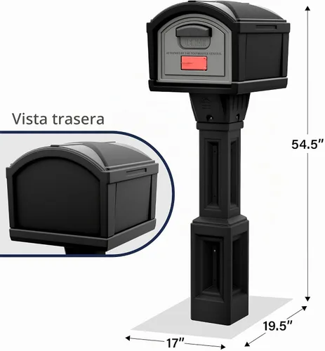 Vista 6 de Simplay3 USPS T4 - Cubierta para buzón y poste XL con construcción duradera de doble pared, diseño resistente a la intemperie, color negro