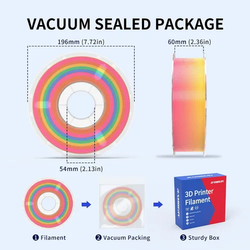 Vista 6 de Silk Rainbow 3D Printer Filament 1.75mm Multi-Color PLA Filament Fast Color Change Candy Color 3D Printing Filament, 1kg Spool Color caramelo