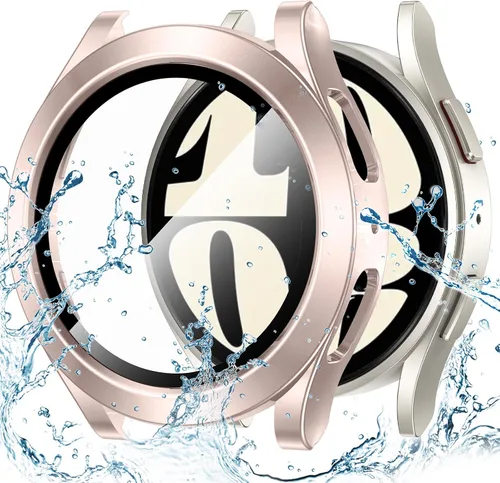 Vista 10 de Goton - Funda impermeable para Samsung Galaxy Watch 5 y 4 y FE, protector de pantalla de 40 mm con vidrio templado, 1 paquete de funda dura de PC