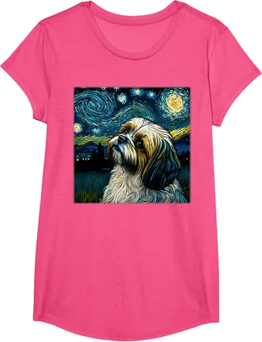 Vista 57 de Camiseta Surrealism Starry Night Shih Tzu Dog