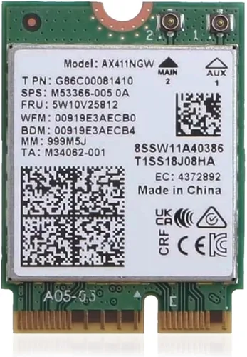 Vista 11 de Adaptador WiFi 6 AX200 Tarjeta WiFi 802.11ax M.2 de doble banda para PC Hasta 2.4 Gbps Sin vPro Compatible con Bluetooth 5.2 e Intel, AMD