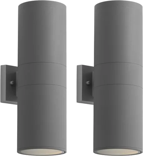 Vista 11 de mirrea Lámpara moderna para porche al aire libre en 2 luces con cilindro de aluminio y cubierta de vidrio templado, aplique de pared impermeable