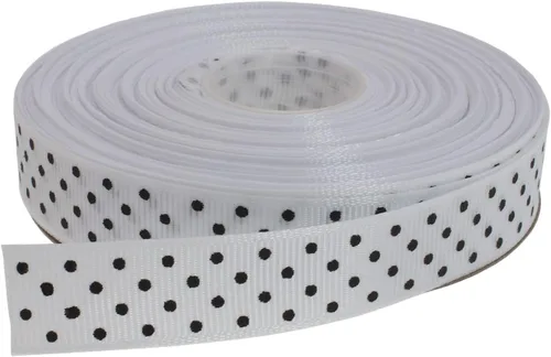 Vista 46 de Cinta de grogrén de lunares de 25 yardas cada rollo 100% poliéster (1 pulgada, beige)
