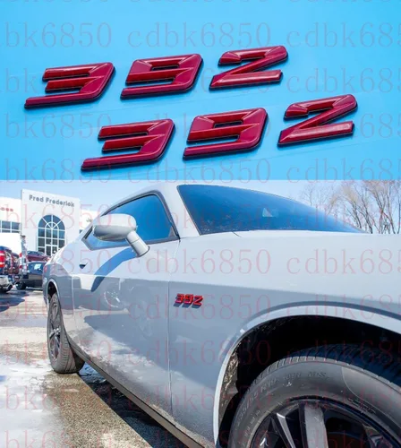Vista 7 de Par de emblemas 392 placa de identificación compatible con Challenger Chrysle 300C 392 coche, camión, pasajero y conductor (negro)