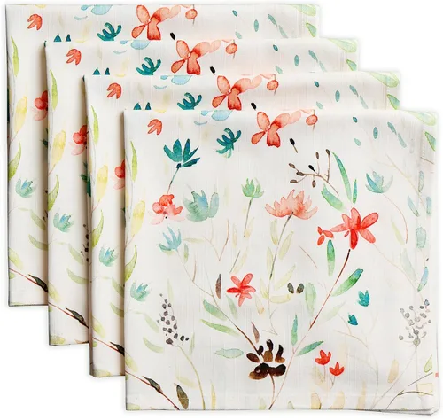 Vista 99 de Maison d' Hermine Juego de 4 servilletas de tela 100% algodón, suaves y duraderas, servilletas cuadradas reutilizables para uso diario, lavables