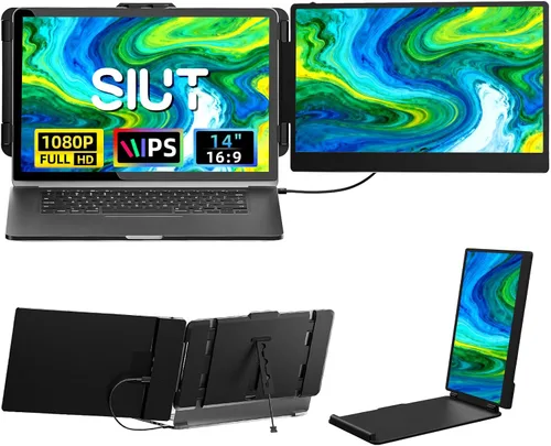 Vista 9 de Extensor de pantalla para portátil 15.6" Extensor de monitor triple Triple-plata