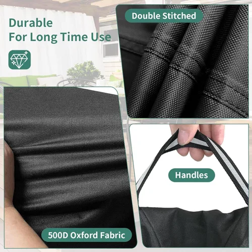 Vista 4 de Fundas redondas para muebles de patio, 500D resistentes al agua, resistentes a los rayos UV, para mesa y sillas redondas de comedor al aire libre