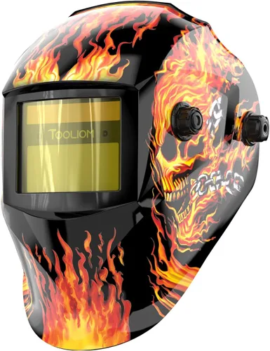 Vista 12 de TOOLIOM - Casco de soldadura con oscurecimiento automático, funciona con energía solar, con rango de sombra ajustable 4/9-13 para capucha