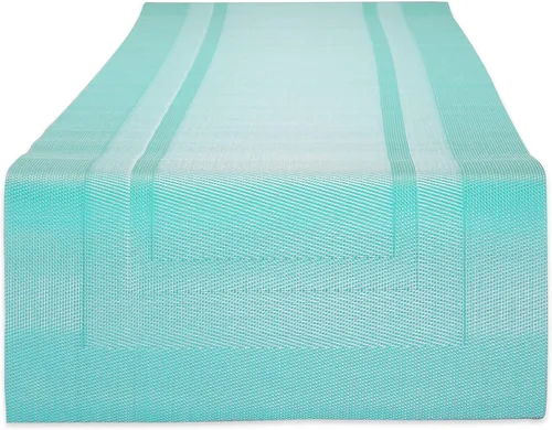 Vista 30 de DII PVC Tabletop Collection Woven Indoor / Outdoor - Juego de manteles individuales, 13x17.25, aguamarina, 6 piezas