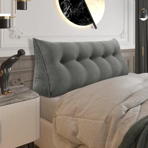 Vista 31 de Almohada de cabecera gruesa totalmente rellena tamaño Queen, cabecera acolchada suave y firme, soporte grande, triangular, almohada de cuña