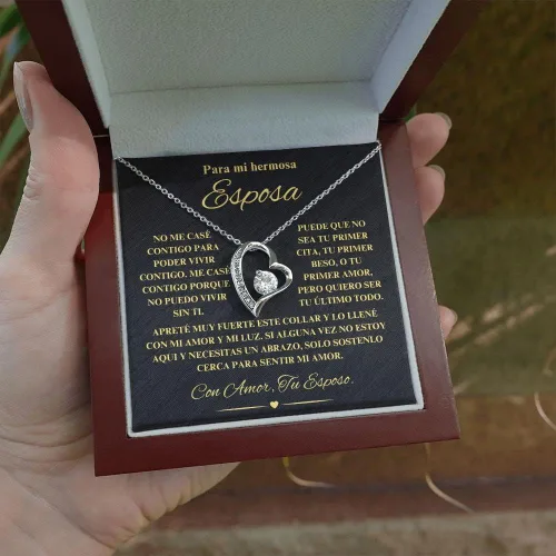 Vista 3 de LEXPO Para Mi Hermosa Esposa - Collar Regalo Personalizado Para Esposa, Novia, Pareja, Amor, Aniversario, Cumpleaños, Celebración - FL237P