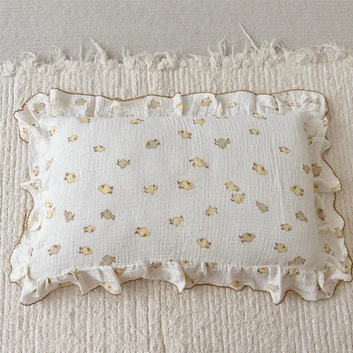 Vista 9 de BuLuTu Funda de almohada de muselina de algodón para niños pequeños con bonito patrón de flores de azalea, súper suave, funda de almohada para cuna