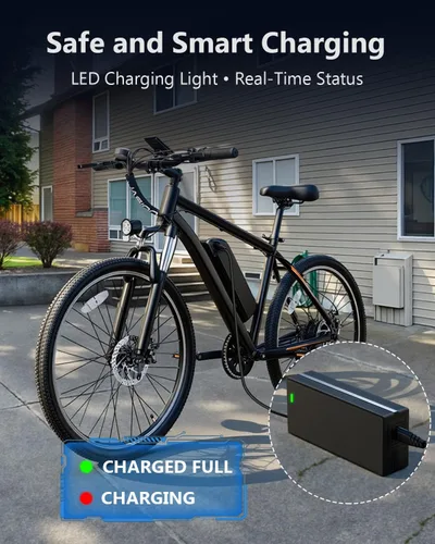 Vista 7 de Cargador de batería de litio de 48 V - Cargador rápido de 54.6 V 2 A con certificación UL para bicicleta eléctrica, con apagado automático, control
