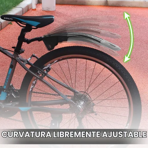 Vista 5 de Juego de guardabarros delantero y trasero, 2 piezas, cubierta completa universal gruesa para bicicleta, ajustable, guardabarros, guardabarros Negro