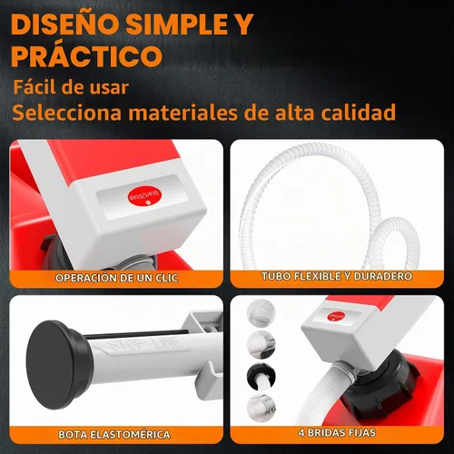Vista 5 de Bomba automática de transferencia de combustible con sensor de parada automática, bomba de gasolina portátil rápida y segura con 3 adaptadores