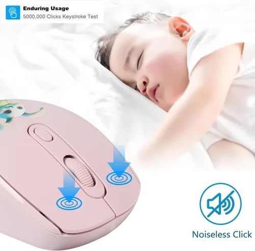 Vista 4 de Lindo mouse inalámbrico, ratón óptico inalámbrico de dibujos animados de 2.4 GHz, mouse óptico inalámbrico con receptor USB para PC, computadora