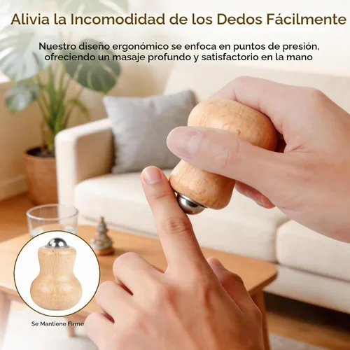 Vista 5 de Masajeador de mano de madera, paquete de 2 rodillos múltiples para contorno corporal