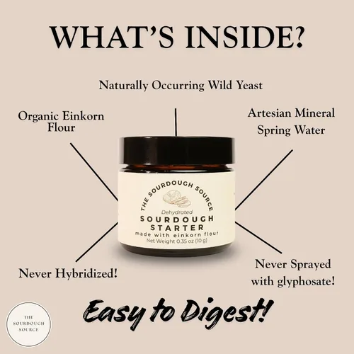 Vista 3 de Einkorn - Iniciador de masa madre italiana deshidratada Estructura naturalmente inferior de gluten Hecho de harina de Einkorn orgánica de Italia