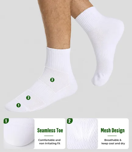 Vista 4 de BAMBOO COOL Calcetines tobilleros ultrasuaves para hombre, ligeros B-blanco*8