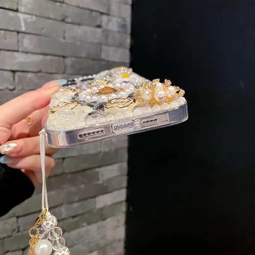 Vista 8 de iFiLOVE para iPhone 7 Plus/8 Plus Funda con Diamantes Brillantes y Correa de Flores, 3D Lujo Brillante Purpurina Cristal Diamantes de Imitación