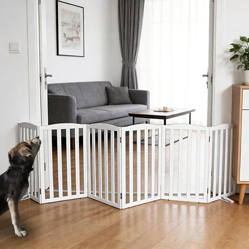 Vista 10 de Puerta Independiente para Perros para Interiores, Puerta para Perros Plegable, Puertas para Mascotas para Entradas, Escaleras o Pasillos, Puerta