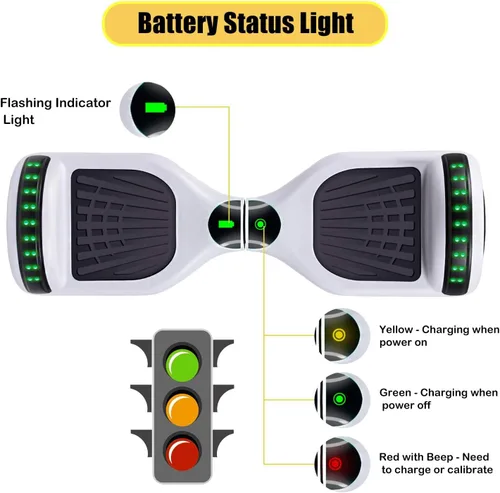 Vista 5 de FLYING-ANT Patinete autoequilibrante de 16.51 cm con altavoz y luces LED rojas