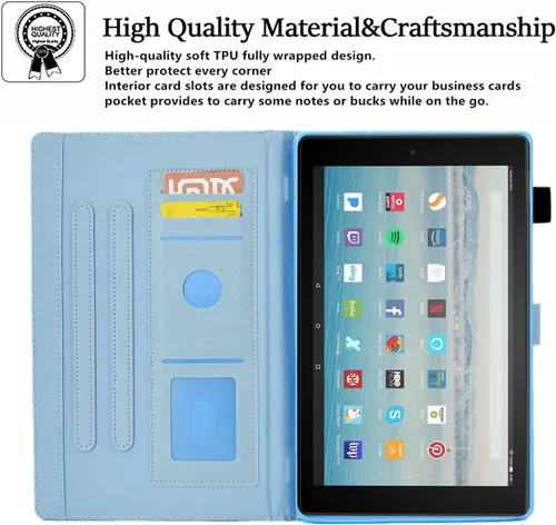 Vista 6 de Funda para tablet Fire HD 8 (8ª/7ª/6ª generación, versión 2018/2017/2016), funda protectora de piel sintética con función atril y encendido Mariposa