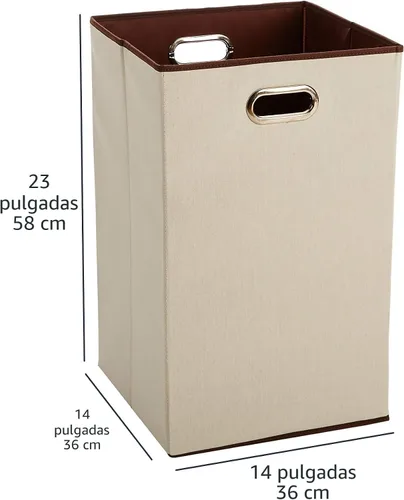 Vista 5 de Amazon Basics Cesta rectangular plegable para ropa sucia, beige, marrón