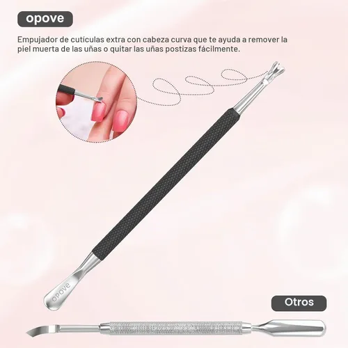 Vista 4 de Empujador de Cutículas y Removedor de Esmalte de Uñas de Acero Inoxidable, Juego de Herramientas de Manicura Gel, Herramienta de Pelado y Raspado